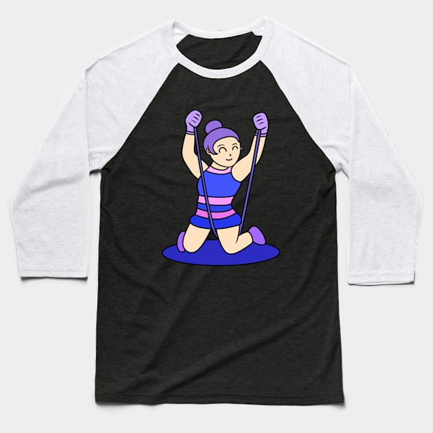 Chibi girl gymnastic rope Baseball T-Shirt by Andrew Hau